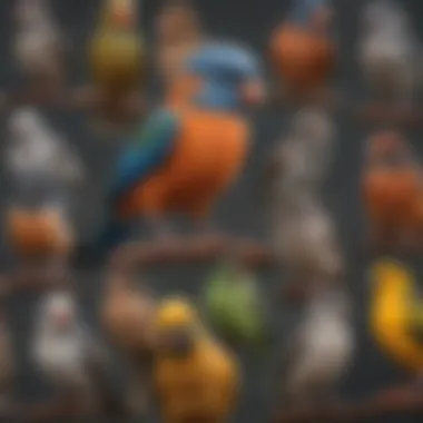 A collection of bird name tags, each reflecting unique characteristics of different species.