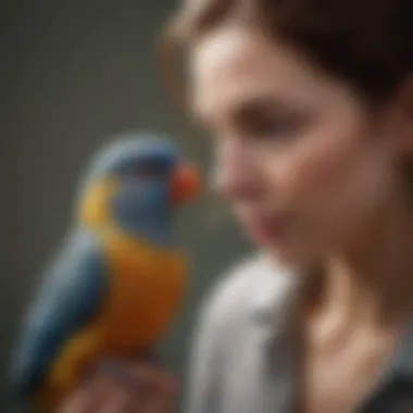 Bonding Moments with Pet Birds A pet bird interacting with its owner, illustrating the bond between them.