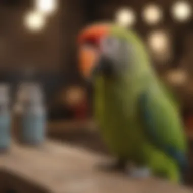 An interactive session between a parrot and its owner, highlighting bond and communication