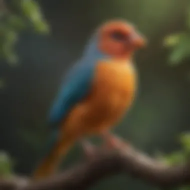 A vibrant pet bird perched on a branch, showcasing its health and vitality.