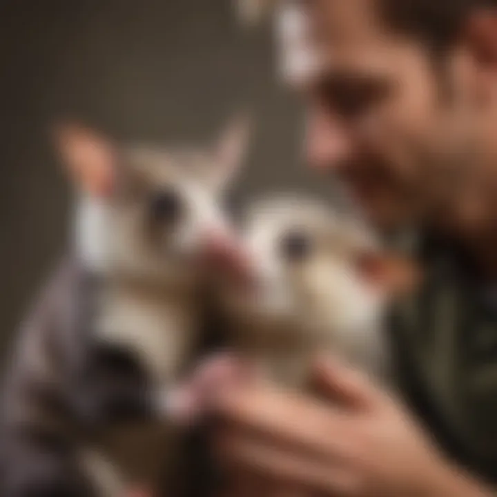 A sugar glider interacting with its owner, emphasizing the bond in pet care