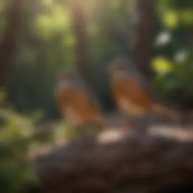 Birds enjoying natural sunlight while staying cool in shade