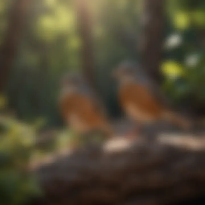 Birds enjoying natural sunlight while staying cool in shade