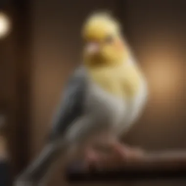 A well-groomed cockatiel perched happily