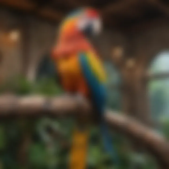 A luxurious macaw habitat showcasing necessary features