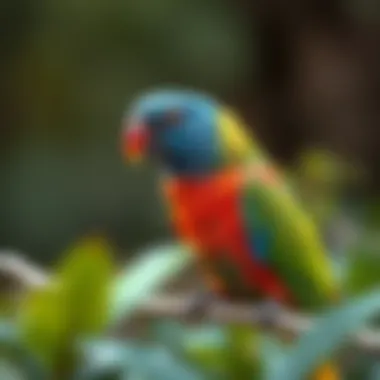 A colorful parrot perched on a branch, enjoying a natural diet