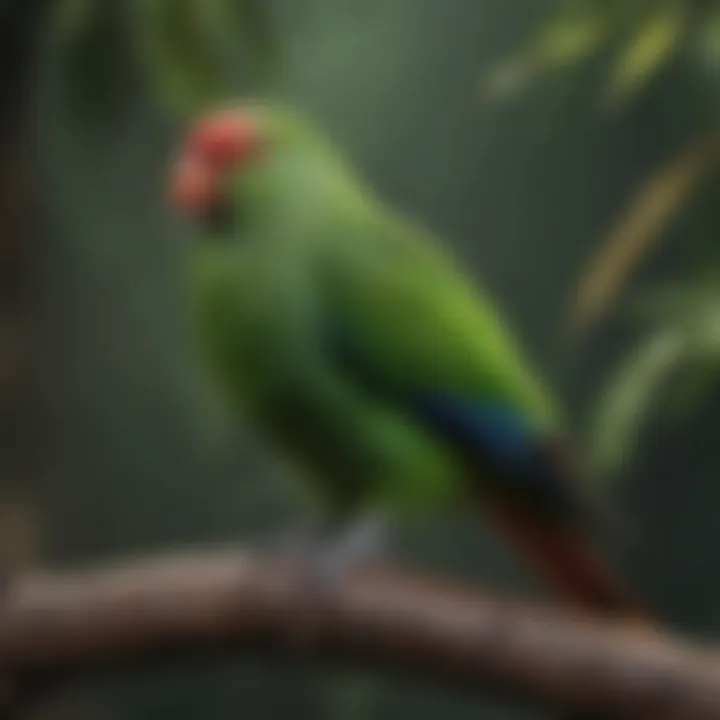 Female Eclectus parrot perched on a branch