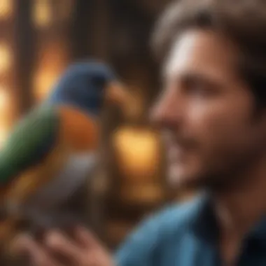 Bonding Moments: Bird and Owner Interaction A bird interacting with its owner