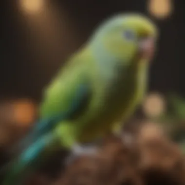 A parakeet demonstrating training