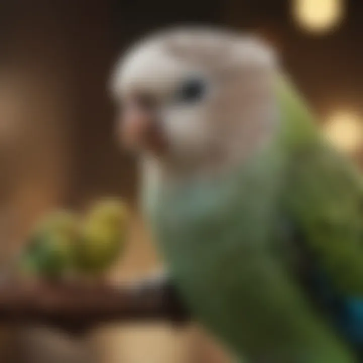 A dedicated bird owner playing with a budgerigar, emphasizing the bond between them.