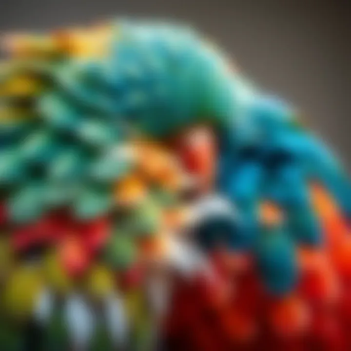 Colorful feathers shedding during molting