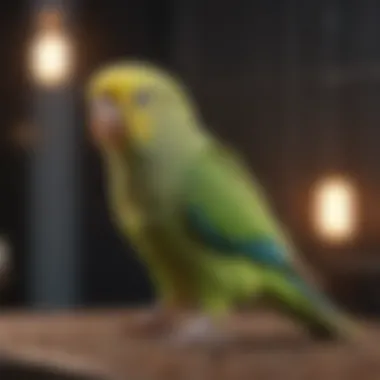 Parakeet Thriving in Its Cage Parakeet enjoying its cage environment