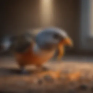 A Pet Bird Indulging in a Healthy Pellet Diet Happy pet bird enjoying a pellet meal