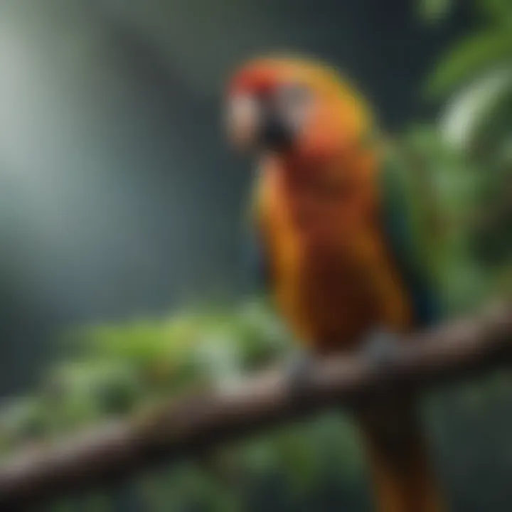 Colorful parrot perched on a branch