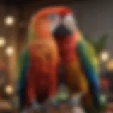 A vibrant parrot perched on a shoulder, symbolizing companionship