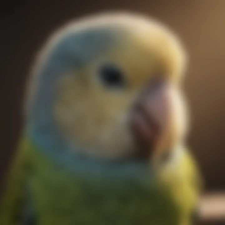 A budgerigar perched happily with head tilted