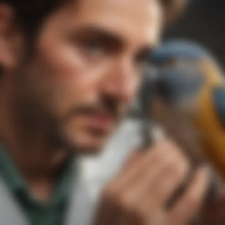 Veterinarian administering a vaccine to a bird