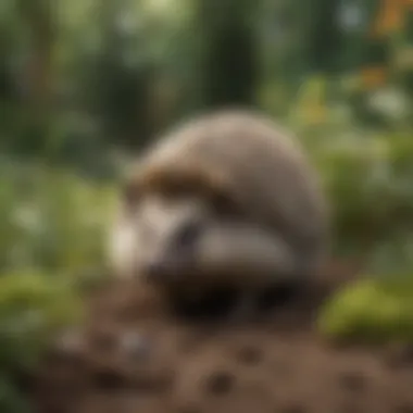 Hedgehog in a Garden Habitat A hedgehog exploring a garden ecosystem