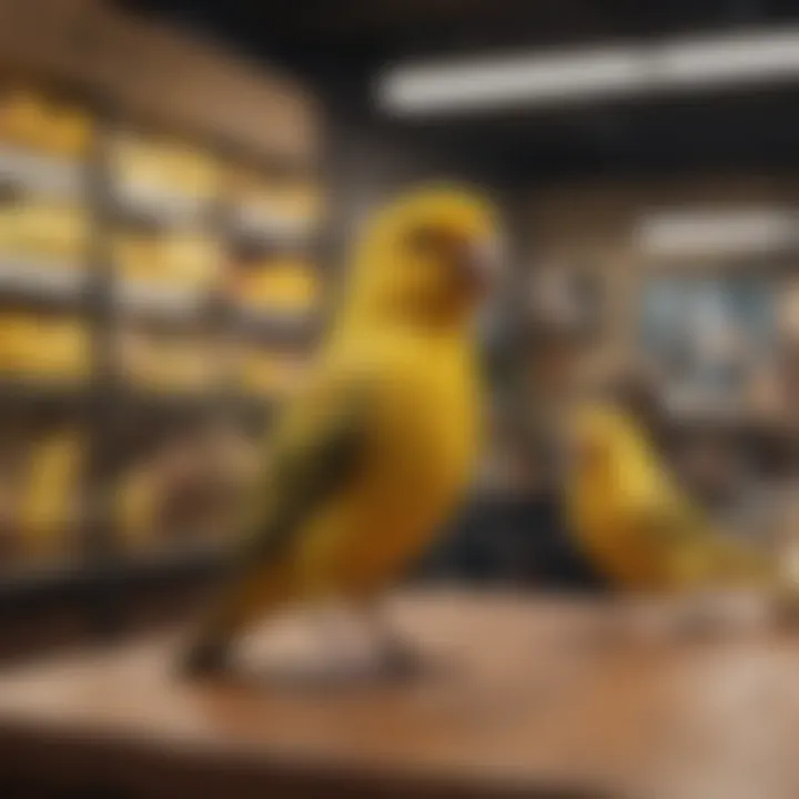 A cozy pet store showcasing canary birds